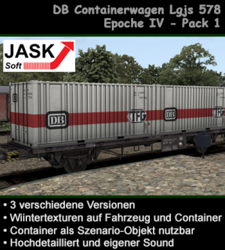 Containerwagen der Bauart Lgjs der Deutschen Bundesbahn Epoche IV