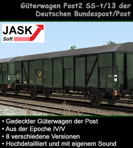 Gedeckter Güterwagen Post2 SS-t/13 der Deutschen Bundespost/Post Epoche IV/V